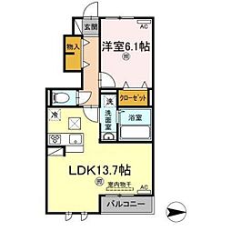 ルヴァンドゥソレイユ 1LDKの間取図画像