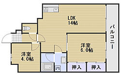 リレイズ広瀬 2LDKの間取図画像