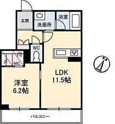 セルディーナ早島駅前 1LDKの間取図画像