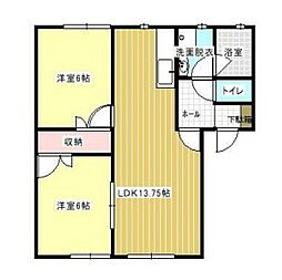 シンフォニークスドB 2LDKの間取図画像