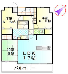 ポレスターガーデンシティ清心 3LDKの間取図画像