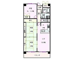 パークサイドフジ 3LDKの間取図画像