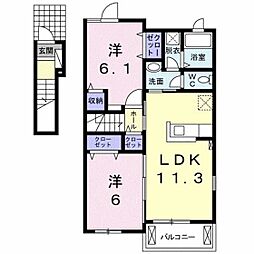 リアンジュ 2LDKの間取図画像