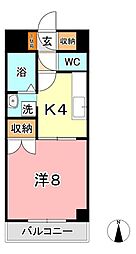 グローリー中庄 1Kの間取図画像