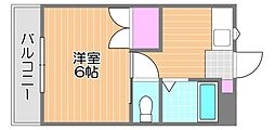 リトルハイム青江2 1Kの間取図画像