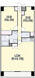 ル・サンク西市 2LDKの間取図画像
