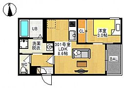 REGALEST 下伊福V 1LDKの間取図画像