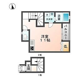 リバーサイド藤田A ワンルームの間取図画像