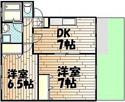 ファミーユ人見B 2DKの間取図画像
