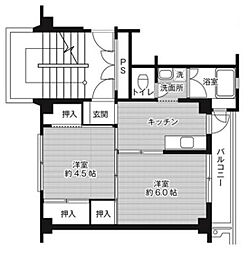ビレッジハウス早島1号棟 2Kの間取図画像