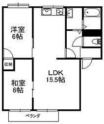 コーポサンフル 2LDKの間取図画像