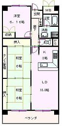 パークサイドフジ 3LDKの間取図画像