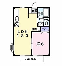 サンハイツ西浦 1LDKの間取図画像