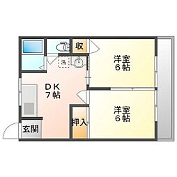 サンファミリー中野 2DKの間取図画像