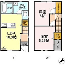 グランヒルズ 2LDKの間取図画像