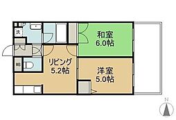 アーバンビュー倉敷カレッジコート 2DKの間取図画像