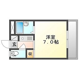 津島サンコーポ 1Kの間取図画像