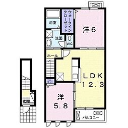 ウィステリアコーキB 2LDKの間取図画像