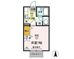 サンシャインパレスA 1Kの間取図画像