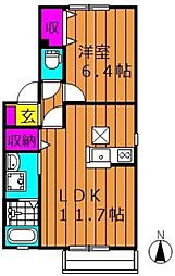 モデラートNeoB 1LDKの間取図画像