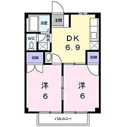 ニューシティしみず2 2DKの間取図画像