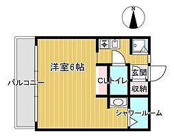 センチュリーロイヤル岡山 ワンルームの間取図画像