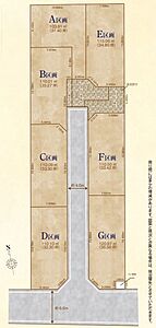 区画図：対象地：E区画　土地面積：115.06平米(34.80坪)