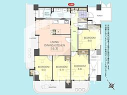 サザンパレス那覇ソレイユ 4LDKの間取図画像