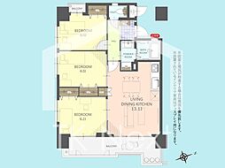 ライオンズタワー安里 3LDKの間取図画像