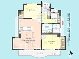 マンション長田11 2LDKの間取図画像