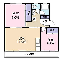 レジデンスBisyo 2LDKの間取図画像