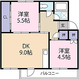 マンションエンゼル 2DKの間取図画像