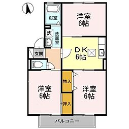 ソシアコズエ 2LDKの間取図画像