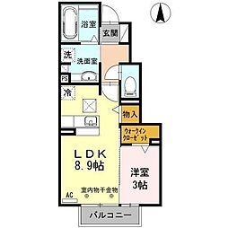 フェリーチェA 1LDKの間取図画像