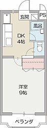 プレザントワン 1DKの間取図画像