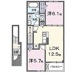 グランノーブル 2LDKの間取図画像