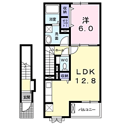 ウエストヒル 1LDKの間取図画像