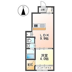 アヴェルラ 1階1LDKの間取り