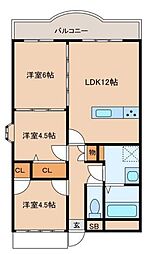 メゾンドール英賀保 3LDKの間取図画像
