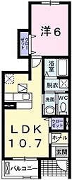 ピーチテラス 1LDKの間取図画像