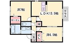 メゾンウイング 2LDKの間取図画像