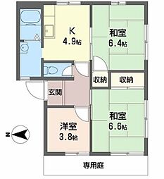 グリーンハイツ白浜 3Kの間取図画像