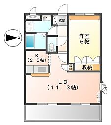 サンシャイン1号館 1LDKの間取図画像