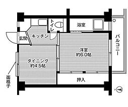ビレッジハウス今在家2号棟 1DKの間取図画像