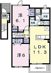 ファンターナ 2LDKの間取図画像