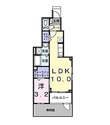 アンサードリーム加古川 1LDKの間取図画像