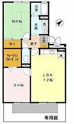 ウエストハイツ 2LDKの間取図画像