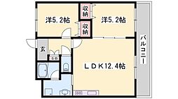 シャトー御立 2LDKの間取図画像