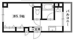 シティヒルズ2 1Kの間取図画像