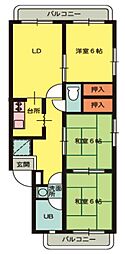サンハイツ多井田A棟 3LDKの間取図画像